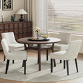 Modern Dining Chairs Set of 4, Upholstered Corduroy Dining Room Chairs with Wood Legs, Mid-Back Padded Kitchen Side Chairs for Dining Room, Beige
