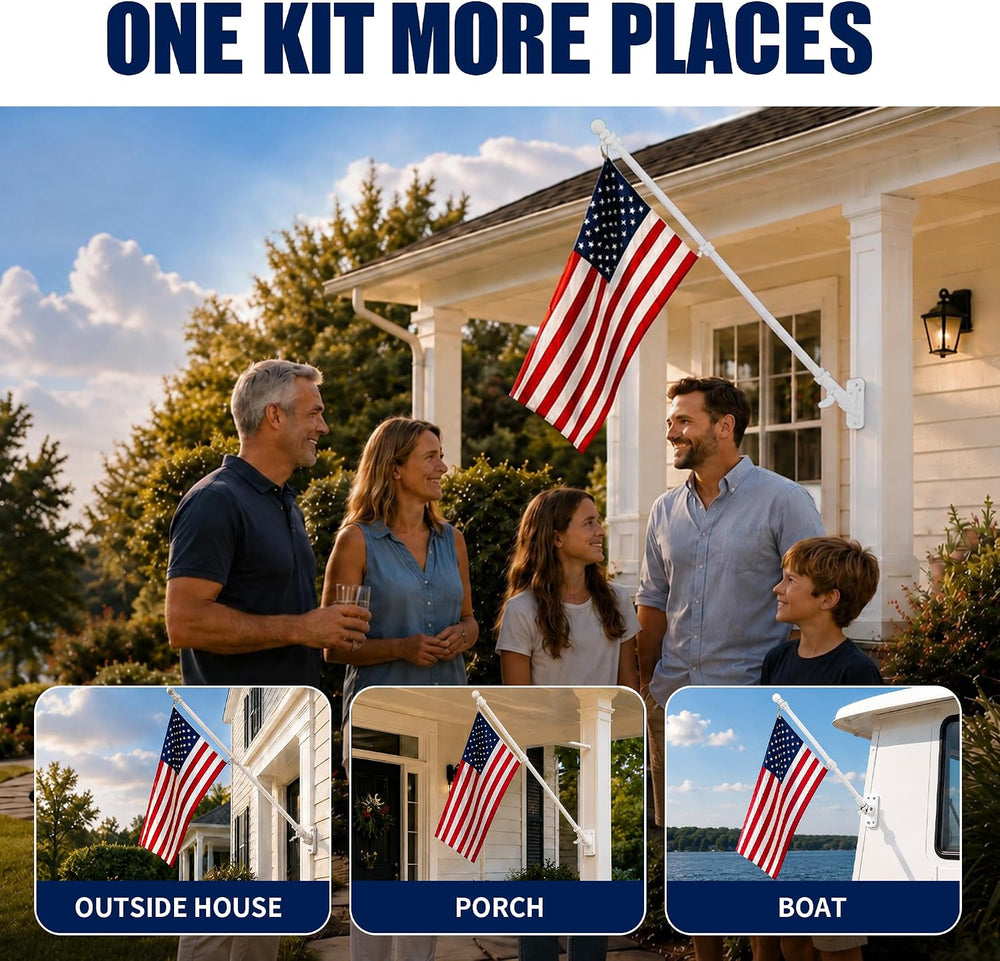 6FT White Flag Pole for Outside House, Flag Not Included
