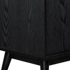 Sango Cortland 2-Door Accent Cabinet, Sleek Black Storage Cabinet with Brass Handles, Adjustable Shelf, Minimalist Mid-Century Modern Design, Stylish & Functional Furniture for Living or Dining Room