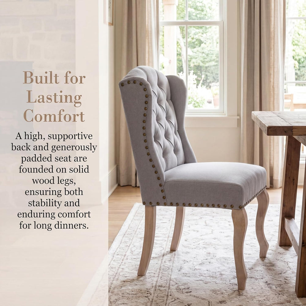 chairus Tufted Upholstered Parsons Dining Chairs Set of 6, Grey Linen | Linen...