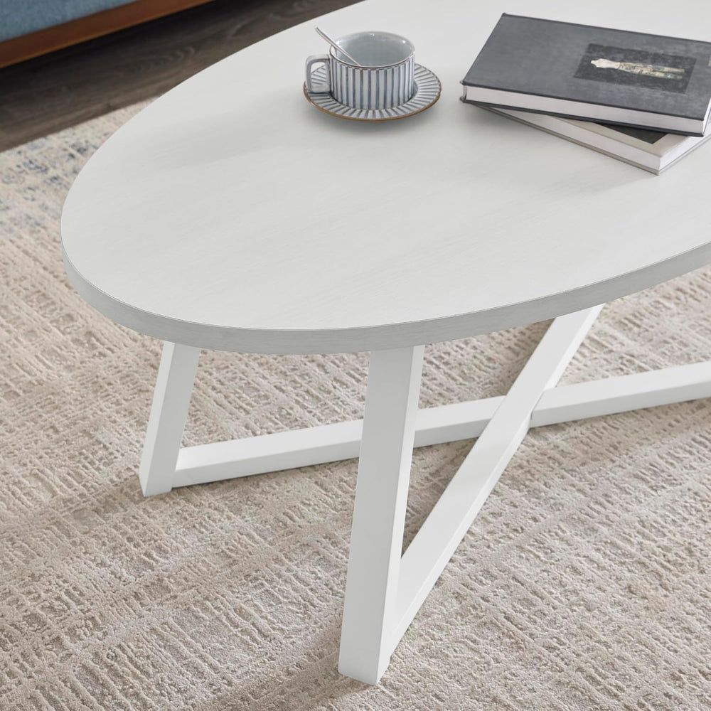 Coffee Table Set 3-Piece Oval Wood Modern | Modern 3-piece set includes oval ...