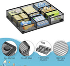 Marbrasse Desk Drawer Organizer, Metal Mesh Drawer Organizer Tray with 5 Adjustable Compartments,Desk Organizers and Accessories for Home,Office,Kitchen,Makeup,Vanity (Black)