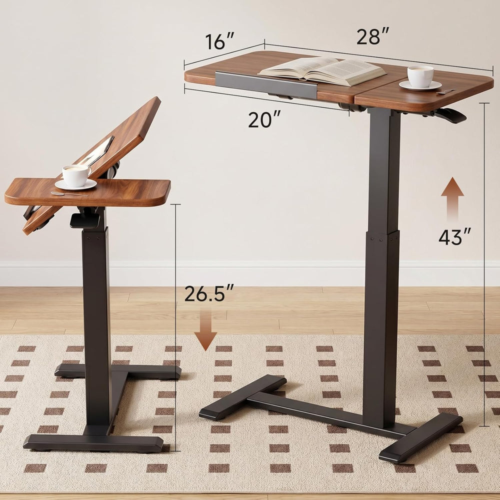 GTPLAYER Pneumatic Adjustable Standing Desk, 28 Inch Tiltable Mobile Rolling ...