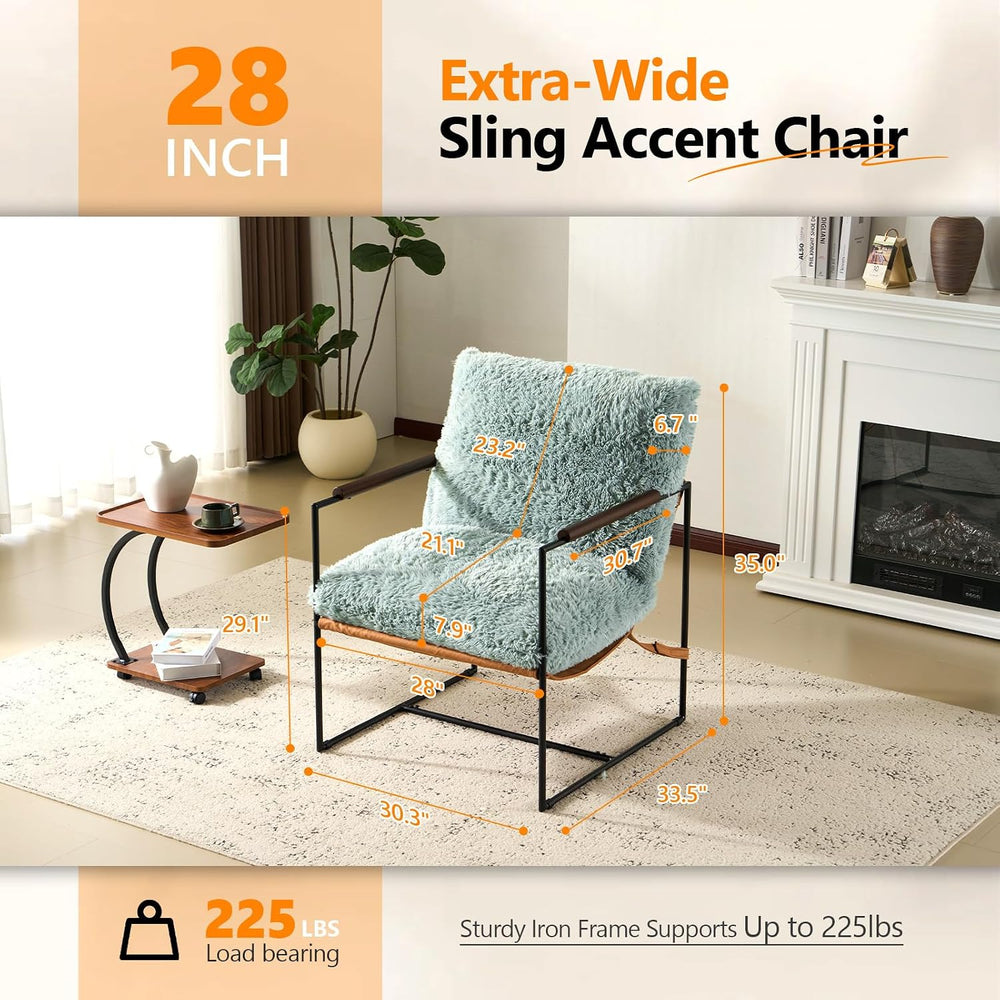 VINGLI 28" Wide Plush Upholstery Sling Modern Accent Chairs Set of 2,Rea...