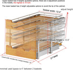 DINDON 2 Tier Pull Out Cabinet Organizer (14" W x 21" D) Slide Out Wood Shelf Double Tier Kitchen Wire Basket with Chrome Finish…