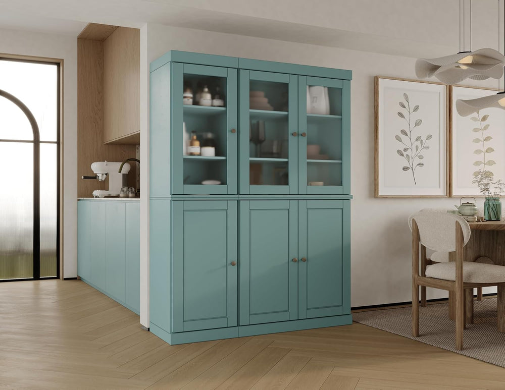 Palace Imports 100% Solid Wood 48.5"" Pantry China Cabinet with Rai...
