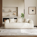 91" Modern Curved Couch,3 Seater Boneless Sofa & Deep Seat,Beige White | Cute Curve Sofa with Soft Chenille,High Foam and Oversized Deep for Modern Living Rooms, Bedrooms ,Apartments,No Assembly
