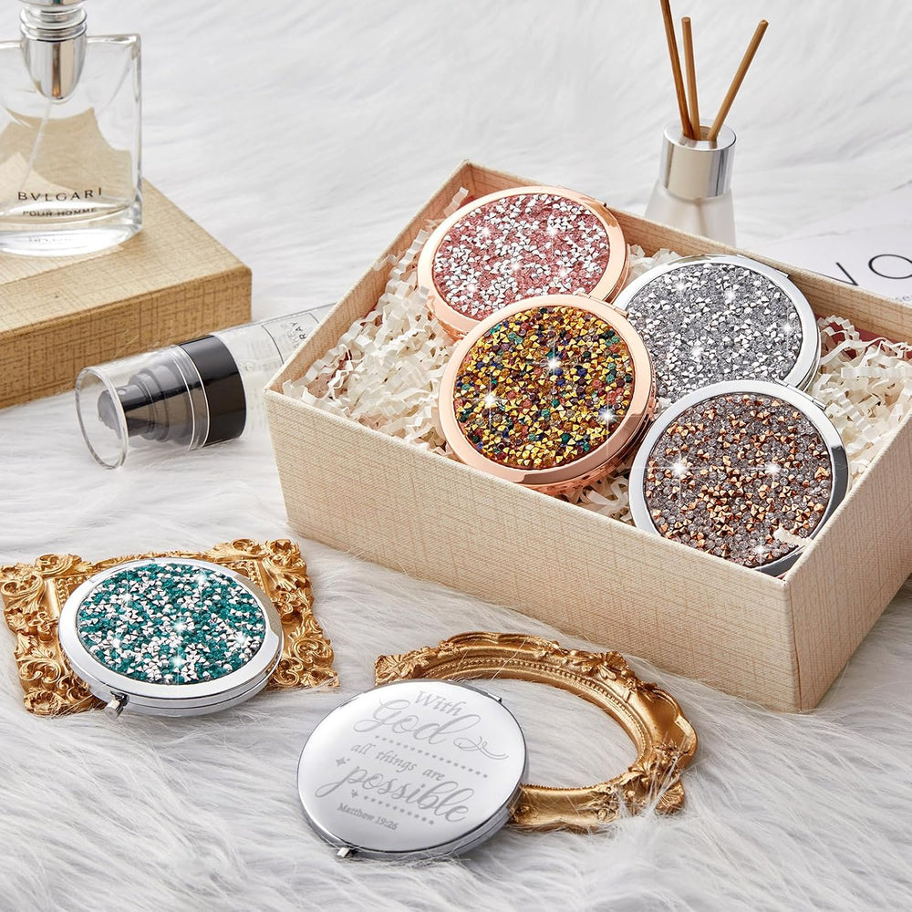 Thyle 12 Pcs Compact Mirror Bulk Christian Pocket Gift, Style 1, Colorful