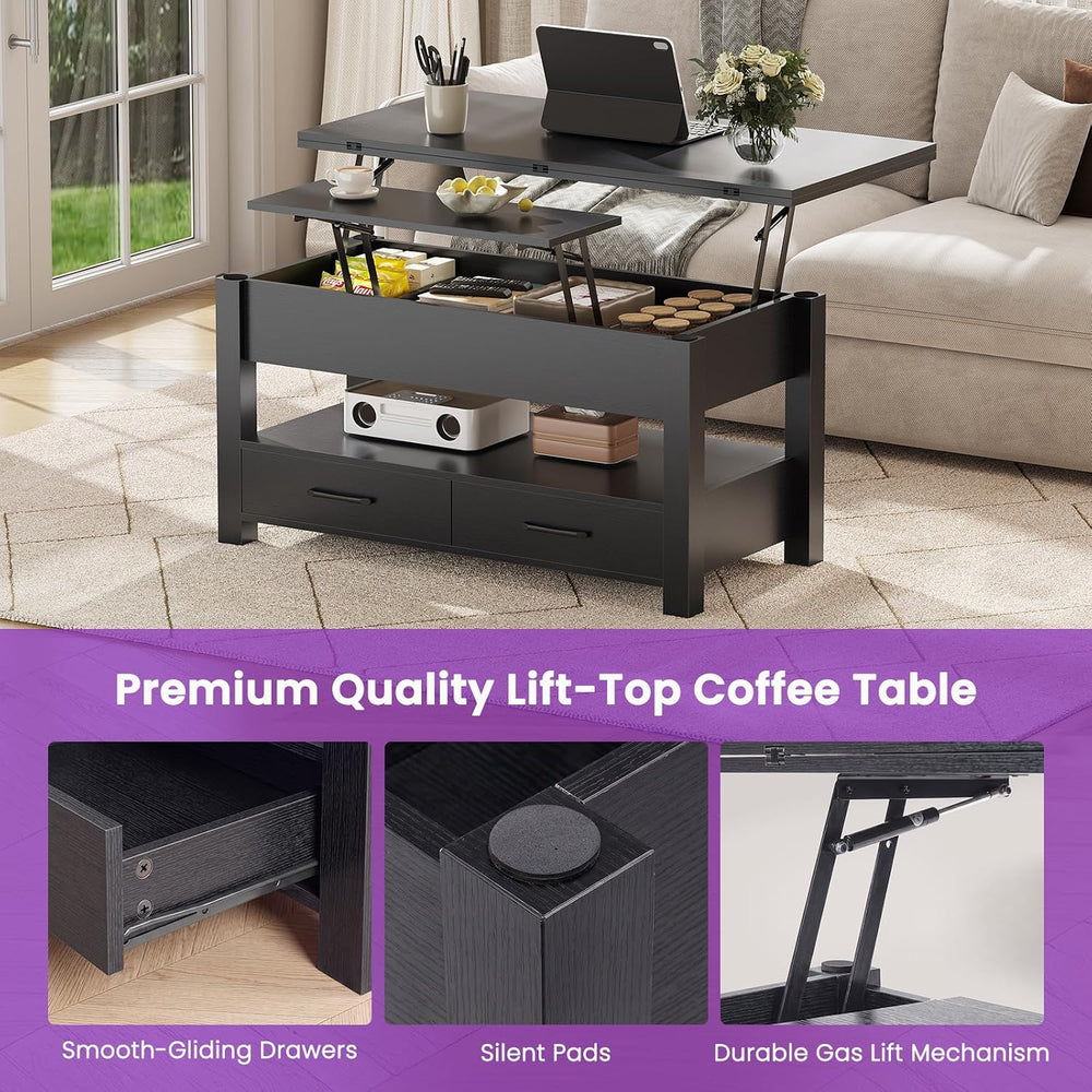 DUMOS 39.4" Convertible Lift Top Coffee Table, 4 in 1 Multifunctional Table