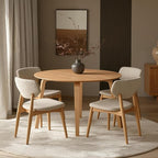 Acanva 47" Small Round Dining Table for 4 Person, MDF Top and Sturdy Wood Base Structure, Modern Design for Kitchen, Compact Space & Apartment, Light Oak
