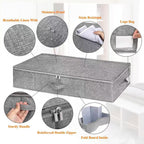 2PCS Under Bed Storage Bags with Lid, 10cm Low Underbed Storage Box, Foldable Fabric Clothes Organizer with Handle and Zip, Multipurpose Large Capacity Bedroom Organizer Box for Bedding Duvets