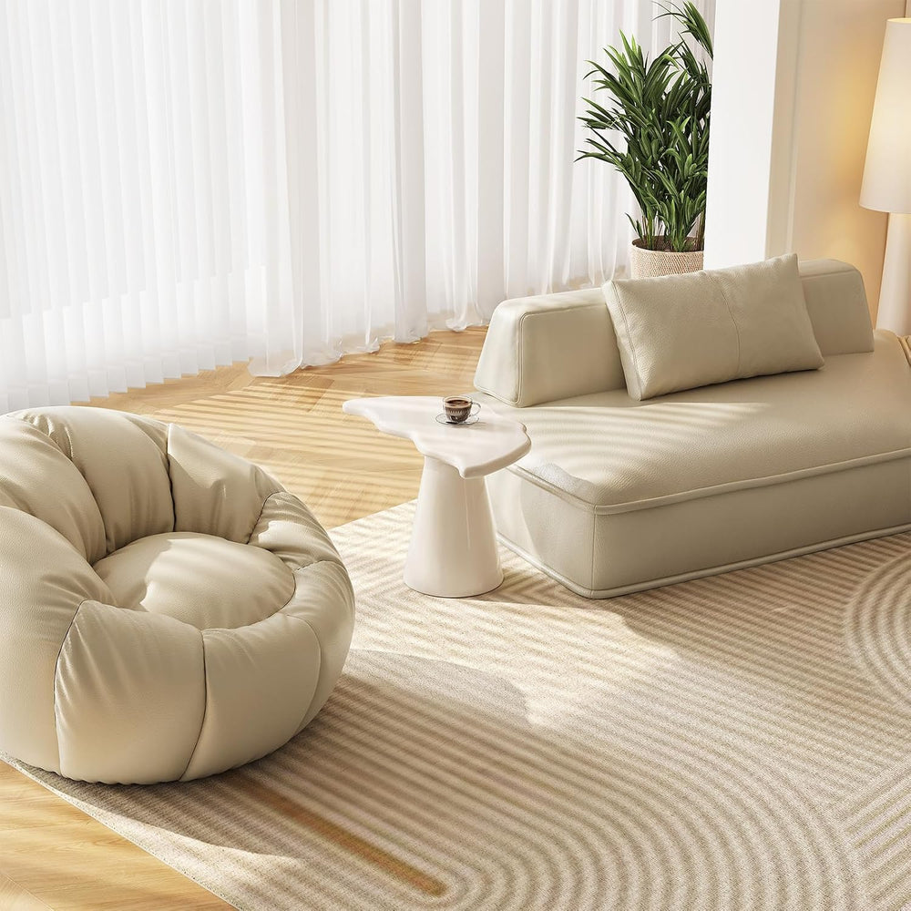 Guyii Irregular End Table, Cream White Side Table, Small Shark Fin Sofa Table...