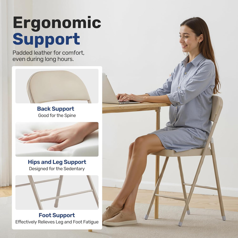 Simple Deluxe Dining Chairs Set of 2, Leather Cushion Foldable Contemporary K...