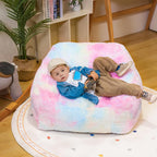 Cvortll Bean Bag Chairs for Kids, 27" Modern Rainbow Colors Beanbag Sofa with Sponge Filling & Comfy Soft Faux Fur, Kids Teens Bean Bags Chair Sofa for Bedroom, Living Room (Colorful)