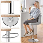 Yaheetech Bar Stools Set of 4, PU Leather Adjustable Barstools, Modern Counter Stools with Back and Footrest, Counter Height Barstools for Bar, Kitchen, Dining Room, Light Gray