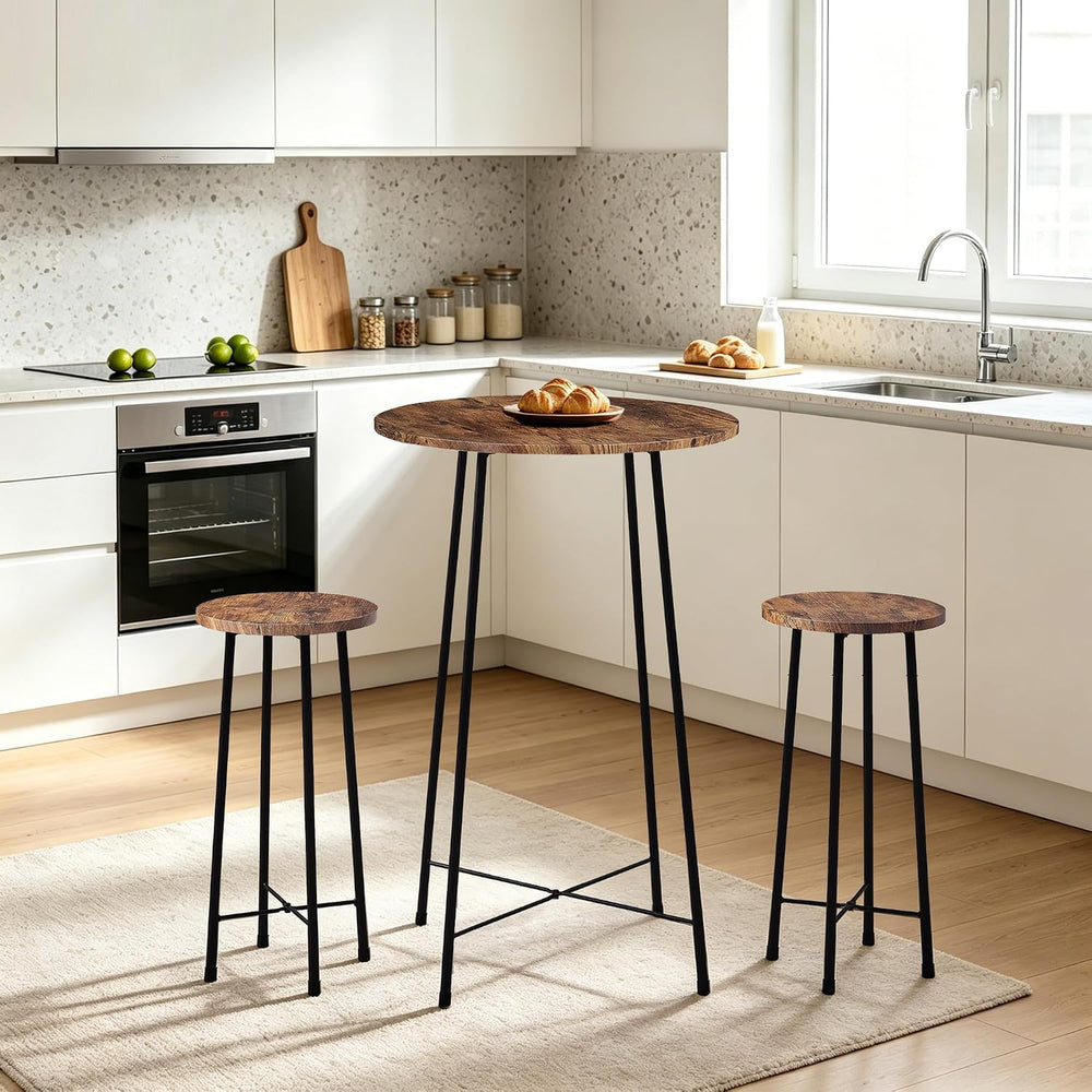 VECELO 3 Piece Pub Table and Chairs Sets Counter Height Bistro Bar Sets with ...