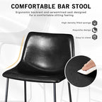 LEMBERI 26 inch Bar Stools Set of 4, Modern Counter Height Bar Stools, Faux Leather Barstool with Back and Metal Leg, Armless Bar Chairs for Kitchen Island (Black, 4pcs 26")