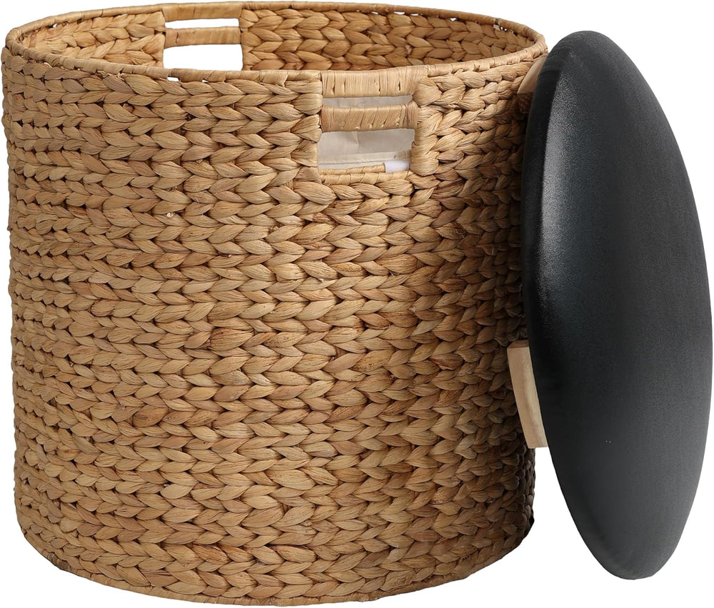 happimess SSL1003B Josie 18" Modern Coastal Hand-Woven Hyacinth Storage ...