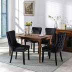 Modern Dining Chairs Set of 6, Upholstered Dining Chair with Full Back and Button Tufting, Black Velvet Accent Chair, Sillas de Comedor, 6 Dining Chairs (Black, Velvet, 6Pcs)