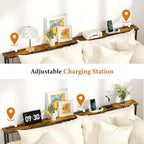 GRLEAF 39" Narrow Console Sofa Table with Built-in Power Strip (4 AC Outlets & 4 USB Ports) – 4.9ft Power Cord, Metal Frame, Easy Assembly, Ideal for Behind Couch, Hallway, and Office | Rustic Brown