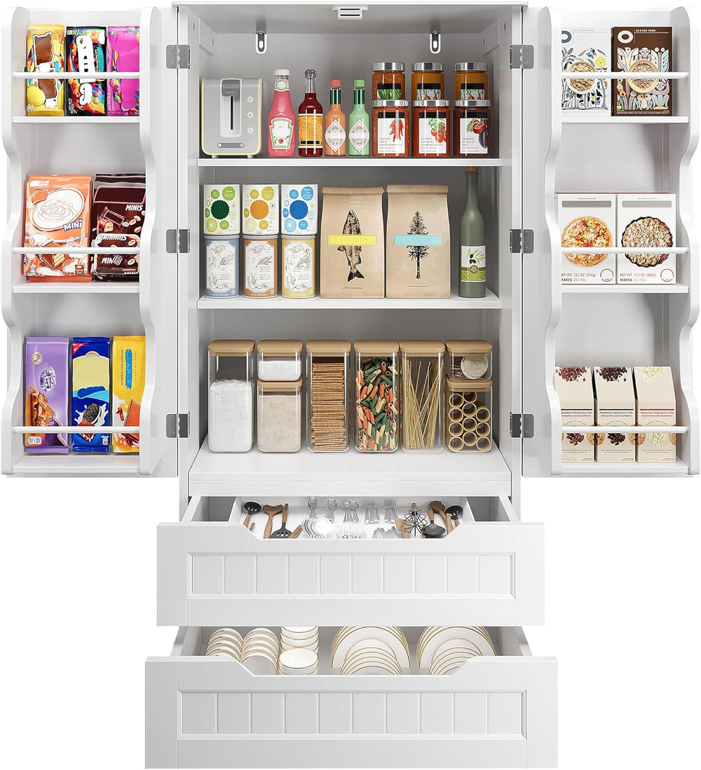 Gizoon Kitchen Pantry Cabinet with Drawers for Ding Room, 47" Small Food...