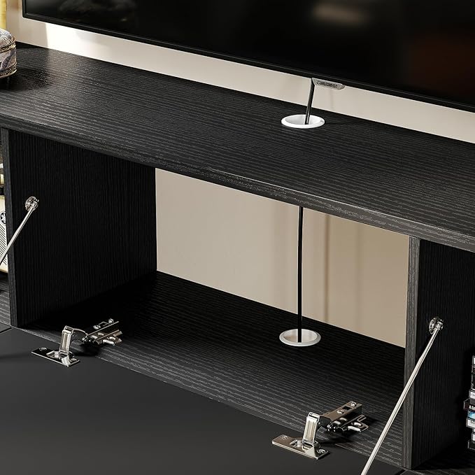Floating TV Stand with 3 Doors, 55IN Wall Mounted TV Cabinet, Floating Media Console Entertainment Center with Storage, Under TV Shelf for Bedroom Living Room,Black