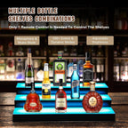 FAHKNS 3 Tiers 16 Inch APP & RF Remote Control LED Lighted Liquor Bottle Display, LED Liquor Shelves, Liquor Bottle Accessories Shelf for Home Bar, 16 Static Colors 4 Dynamic Mode