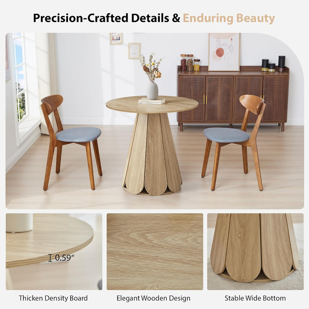 31.5" Round Dining Table for 2-4 People, Modern Small Kitchen & Dini...