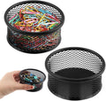 LOQJSS 2PCS Mesh Paper Clip Holder, Stackable PaperClip Organizer for Desk, Mesh Paperclip Dispenser Organizer with Non-Slip EVA Pad,Paperclip Holder for Office Binder Box