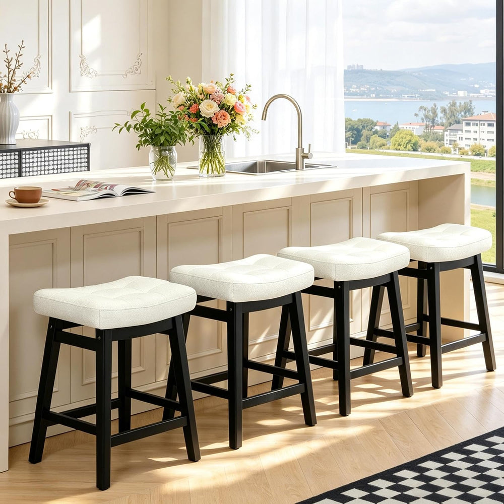RNKSFX Counter Height Bar Stools Set of 3 for Kitchen Counter, Backless Farmh...