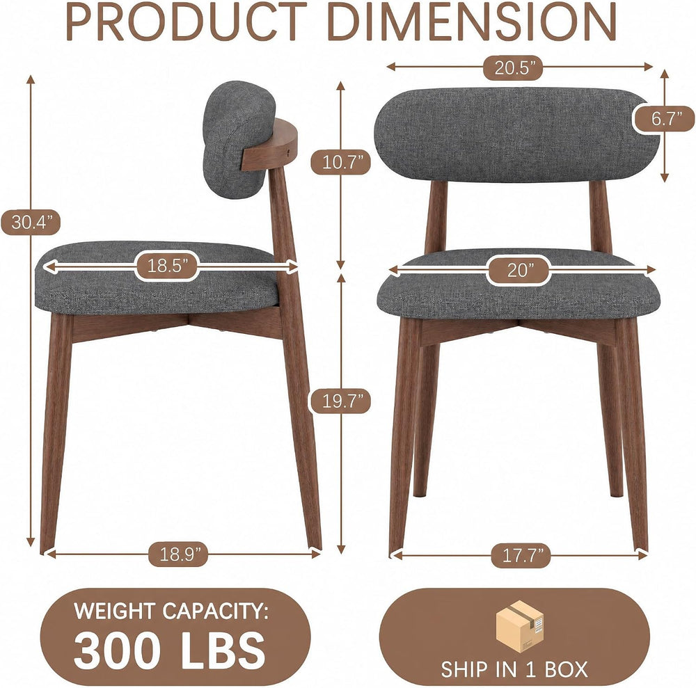 Solid Wood Dining Chairs Set of 2, Mid‑Century Modern Square Seat Cushion Cha...