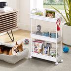 SOLEJAZZ Slim Rolling Storage Cart with Wheels 3 Tier Skinny Bathroom Storage Organizer Thin Laundry Room Utility Cart Space-Saving for Bedside Kitchen Office Small Narrow Places, White