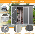 4'x6' Metal Shed Outdoor Storage Shed,Metal Steel Utility Tool Shed Storage House with Double Lockable Doors and Air Vent for Backyard Garden Patio Lawn Gray
