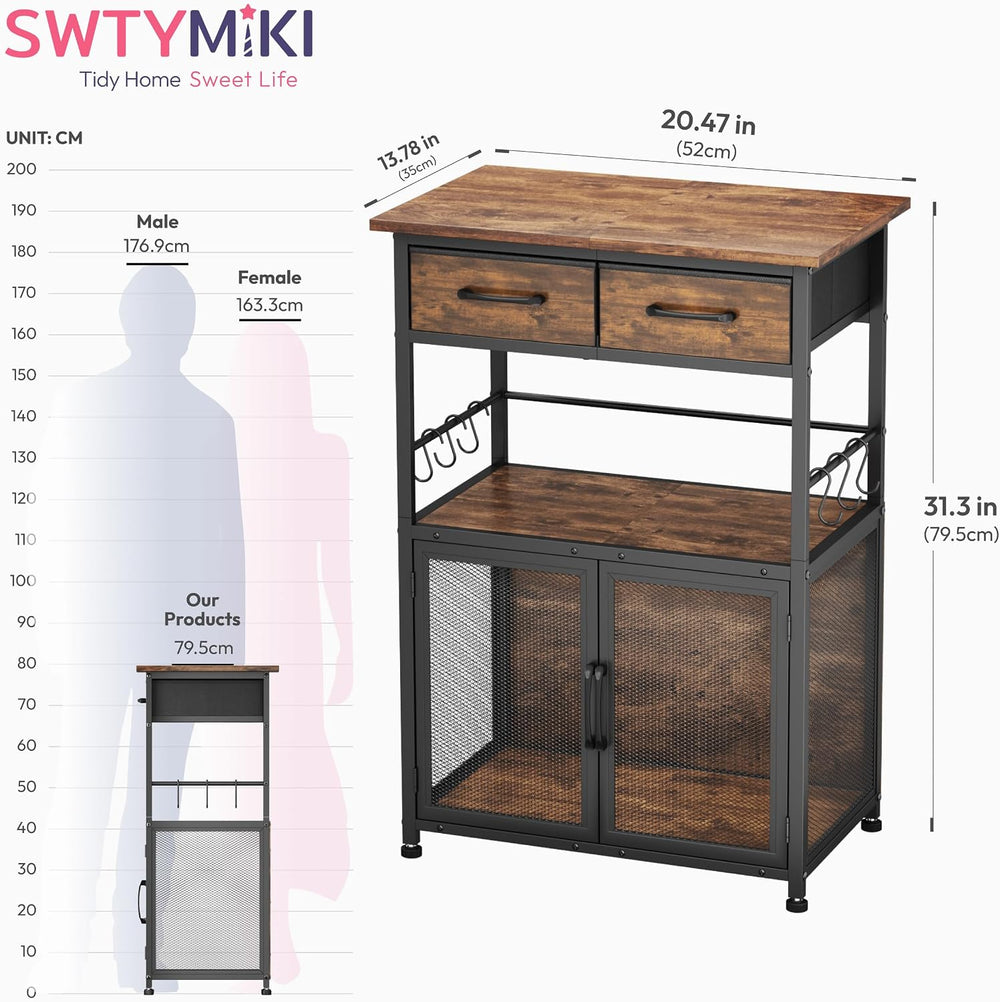 SWTYMIKI Coffee Bar Cabinet with Drawer - 20.47" Coffee Stand Station wi...