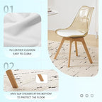 Clear Dining Chairs Set of 2, Modern Acrylic Dining Chair Kitchen Chairs with PU Leather Cushions Seat & Wood Legs, Side Chairs for Dining Room Kitchen Restaurant Balcony (Yellow)