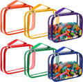 Sanwuta 6 Packs Toy Storage Bags, PVC Organizing Case Bags with Zipper, Waterproof Toy Container for Board Games, Building Blocks, Puzzles, Small Toys and Kids Books(Small,Bright Color)