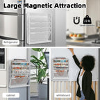 6 Tier Magnetic File Holder, No Drilling Installation File Cabinet Organizer,Black Magnetic File Holders, Magnetic Paper Holder for Refrigerator,File Cabinets, Whiteboard, White