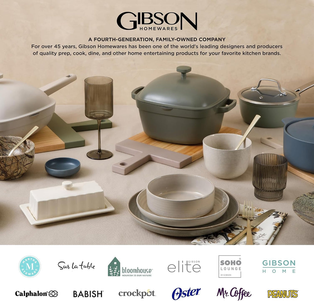 Gibson Home Zen Buffet White Porcelain Dinnerware Set for 4, Square Plates Bo...