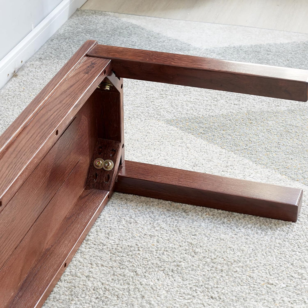 47.24" Solid Oak Narrow Walnut Dining Bench | Mid-Century Modern, Oak Sk...