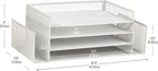 Mind Reader Desktop Organizer, File Storage, Paper Tray, Workspace, Office, Metal Mesh, 16.75" L x 9.15" W x 6" H, White