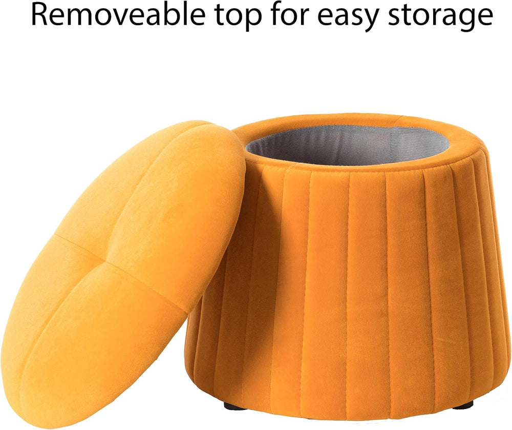 Fabulaxe Modern Tufted Velvet Mushroom Shape Storage Ottoman Storage Stool Tr...