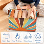 Boho Abstract Sun Collapsible Storage Box,Geometric Organizer Bin with Handles for Room Decoration,Bins Book Basket Box 17x11.5x10Inch
