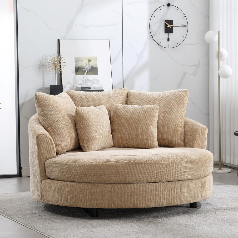 Aoiy & Wifon 59.8" W Oversized Barrel Chairs, Round Accent Chair wit...