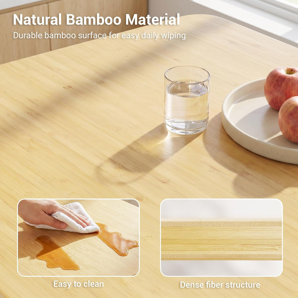 Bamboo Dining Table, Small Kitchen Table for 2, 27.6" Square Dining Tabl...