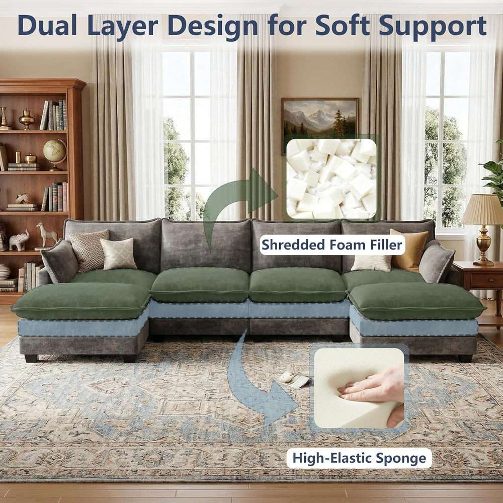 U Shaped Modular Sectional Couch, Comfy Sofa for Living Room | Comfortable Fo...