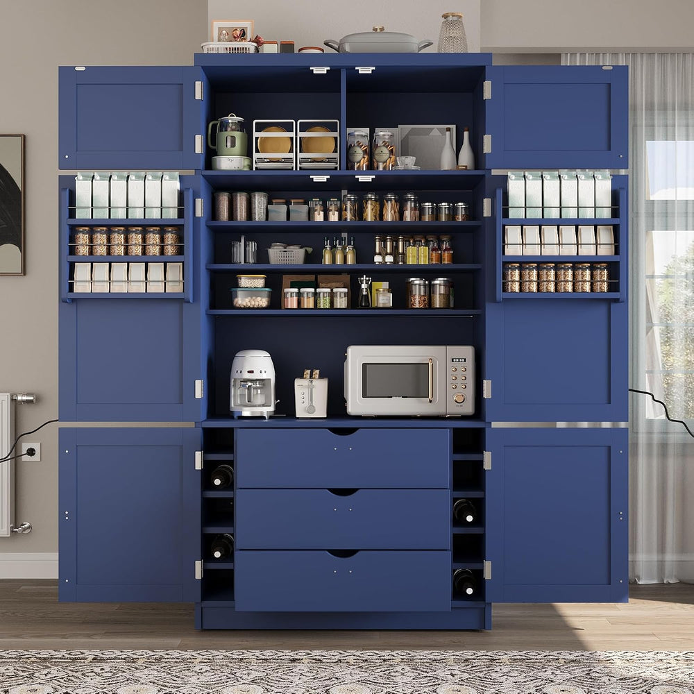 80.1'' Tall Freestanding Kitchen Pantry,Large Shake Style Storage Cab...