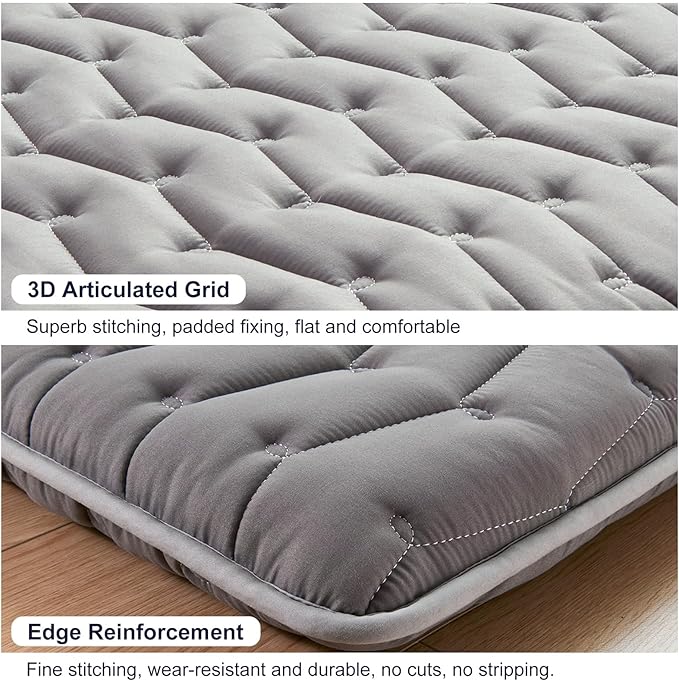 Premium Foam Japanese Futon Floor Mattress Queen Size 60"x 80",100% High Density Foam Comfortable Floor Mattress,3.5" Thicken Foldable Sleeping Pad,Dormitory Tatami Mat,for Adult and Kids(Gray)