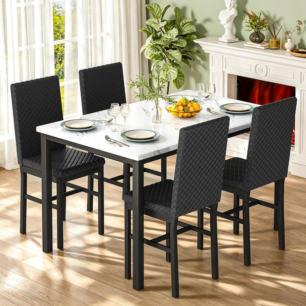 DKLGG Dining Table Set for 4 Kitchen Table and Chairs Set of 4 Faux Marble Di...