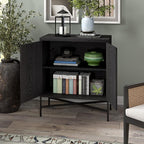 Henn&Hart Brighton Accent Cabinet, 28" Wide(15" D x 28" W x 32" H), Black