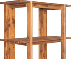 Merax 4 Shelf Narrow Bookcase H-70 L-33 Acacia Wood Open Bookshelf, Contemporary Farmhouse Style Display Storage Shelf for Home Office Studio, Teak Finish